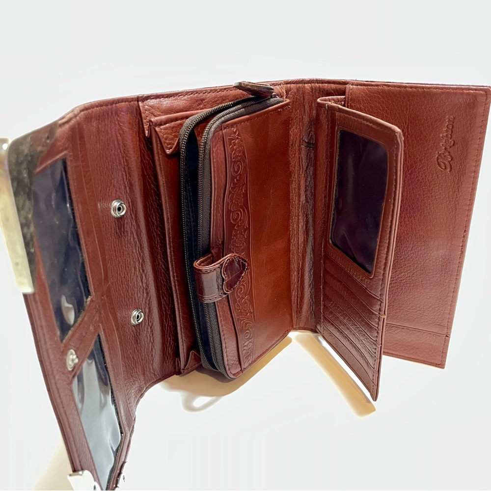 Brighton Crocodile Embossed Vintage Leather Clutch / Wallet Organizer - Picture 2 of 16